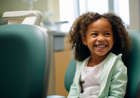 Young girl giggling in the dental chair