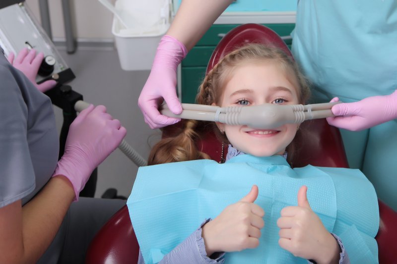 little girl receiving nitrous oxide