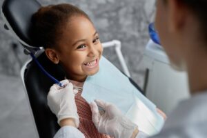Young child at her dental checkup